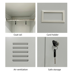 Armario Metálico de Almacenamiento con 2 Puertas, Desmontable, de Acero, con Barra para Colgar Ropa, con Cerradura con Llave para Ropa - Product Image 3