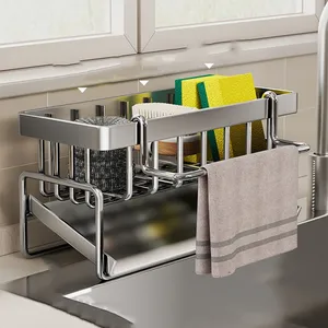 Soporte para esponja de cocina, estante de acero inoxidable para fregadero, escurridor de jabón, toallero, organizador de estantes, accesorios de almacenamiento para baño - Product Image 2