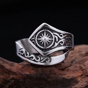 yunnique Sun God <b>Ring</b> Men's <b>Titanium</b> Steel Asymmetrical Star Design Fashion Jewelry Gift - Product Image 2