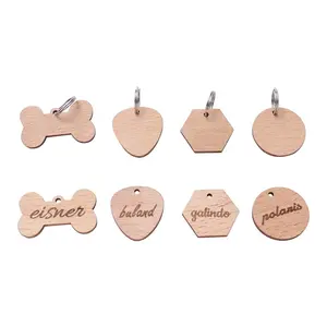 Manufacturer wholesale wooden dog tags blank laser pet tags semi-finished wooden tags can be laser marked and processed