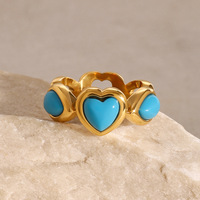 Bagues Cœur Turquoise Gaovo – Collection Premium en Acier Inoxydable Plaqué Or 18K et Acier Titane – Bijoux de Mode