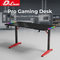Bureau de jeu ergonomique en fibre de carbone avec éclairage RGB en nid d'abeille, configuration professionnelle