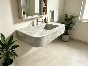 Lavabo di Lusso Tajmahal in Quarzite Naturale, Lavandino da Parete per Bagno di Hotel e Villa - Product Image 5