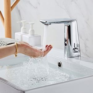Robinet de lavabo mitigeur chaud/froid avec bonde escamotable et capteur intelligent pour salle de bain - Product Image 4