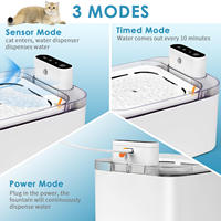 Fontaine à eau portable pour animaux de compagnie avec double alimentation 3L, WiFi, recharge sans fil, détection de mouvement, 3 modes d'écoulement, pour chiens et chats, 1,2 kg