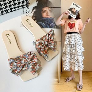2025 Summer Korean <strong>Bow</strong> <strong>Sandals</strong> and Slippers for Women Flat Bottom PVC Insole Trendy TPR Slides Large Size for Ladies - Product Image 3