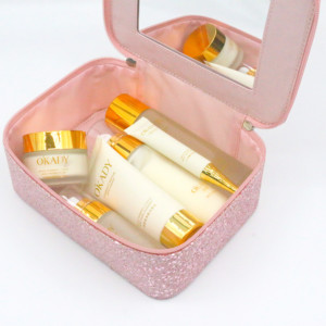 <span class=keywords><strong>Beauty</strong></span> <span class=keywords><strong>Case</strong></span> Rosa Glitterato con Specchio, Regalo per Spose, Borsa Organizer per Trucchi, Grande Capacità, Borse Cosmetiche da Viaggio per Donne - Product Image 4