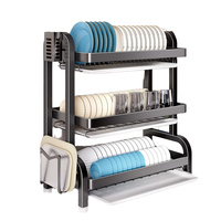 Support d'égouttage de vaisselle de cuisine multifonctionnel en métal durable, sans installation, design étanche, style moderne pour le rangement des bols à vaisselle