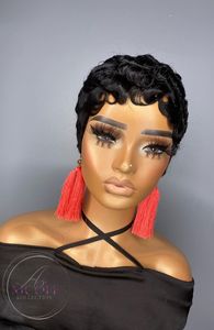 Nouveau bouclé Machine faite Remy <span class=keywords><strong>cheveux</strong></span> brésiliens <span class=keywords><strong>pour</strong></span> les femmes noires Machine faite pas cher sans colle perruque <span class=keywords><strong>courte</strong></span> <span class=keywords><strong>cheveux</strong></span> humains perruques Pixie Cut perruque - Product Image 3