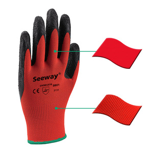 قفازات Seeway مطاطية مطلية باللاتكس لأمان العمل صناعية للرجال وتتميز بأنها مغطاة باللون الأحمر وتعمل في الأعمال اليدوية وفي الحدائق - Product Image 3