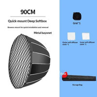 Boîte à lumière parabolique profonde de 90 cm avec point de contrôle Baorong, diffuseur de lumière douce à longue portée avec grille en maille