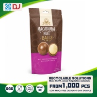 Sachet Doypack Personnalisé avec Fermeture Zip Refermable pour Boules de Noix de Macadamia enrobées de Chocolat et Vente en Gros pour la Vente au Détail
