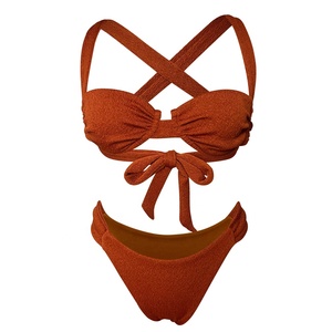 도매 사용자 정의 해변 섹시한 소녀 크로스 타이 업 비키니 비치웨어 제조 수영복 - Product Image 1