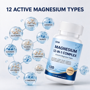 Cápsulas de Magnesio Complejo 12 en 1 OEM ODM, 120 Unidades, 700 mg, 12 Tipos Activos de Magnesio, Apoyo para Músculos y Sueño - Product Image 4
