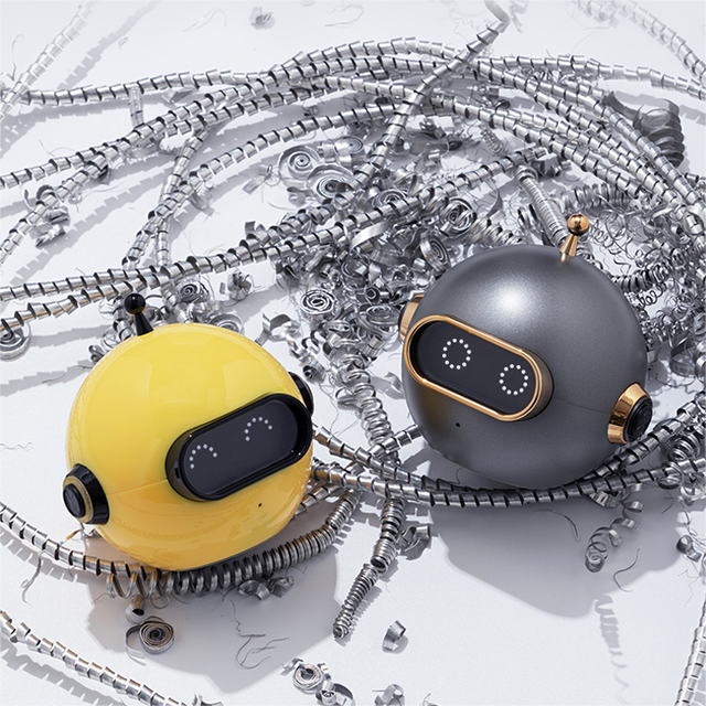 Cute Robot Design Rechargeable Portable for 5.3 Speaker with LED Flashing Light and Two-way Audio for Outdoor and Home Use