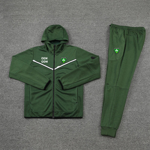 Ensemble de jogging unisexe avec broderie d'écussons fabriqué, personnalisé, poids lourd, délavé, pantalon de survêtement et sweat à capuche empilés au soleil - Product Image 4