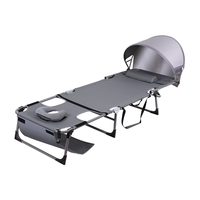Chaise longue pliante multi-positions portable robuste 150 kg avec emplacements pour les bras et pare-soleil pour la vente en gros