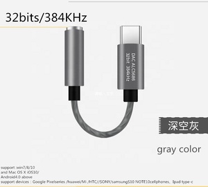 ชิปเซ็ต DAC 32บิต/384kHz, USB-C อเนกประสงค์ชนิด C พอ<span class=keywords><strong>ร์</strong></span>ตอะแดปเตอร์3.5มม. <span class=keywords><strong>แจ็</strong></span><span class=keywords><strong>ค</strong></span> AUX/<span class=keywords><strong>หู</strong></span>ฟังสำหรับ Samsung Google Huawei Mi - Product Image 3