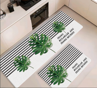 Tapis de cuisine en mousse PVC antidérapant, imperméable, facile à nettoyer, à double texture, anti-fragmentation, motif floral, vente en gros