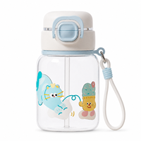 Bouteille d'eau en plastique écologique avec couvercle, type paille à boire directement, 590 ml, pour étudiants, usage scolaire estival