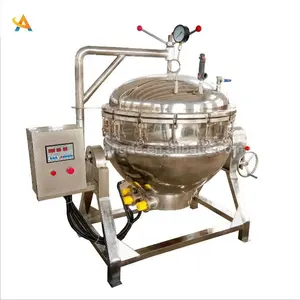 Commercial Double Steam Jacket Kettle Gas Jacketed Kettle 200 Liter Electric Cooking Pot With Mixer Agitator