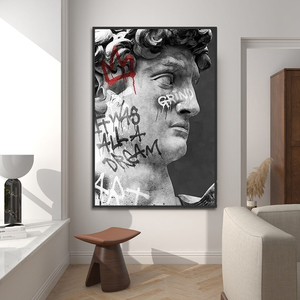 Decoración del hogar, pósteres de lienzo de estética <span class=keywords><strong>griega</strong></span>, grafiti, arte de pared moderno, escultura de David, <span class=keywords><strong>pintura</strong></span> impresa en 3D - Product Image 5
