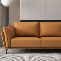11-teiliges L-förmiges Sofa-Set aus Vollnarbenleder mit Eckdesign, linke/rechte Chaiselongue + Ottoman, schlanke schwarze Beine, kundenspezifisch OEM/ODM