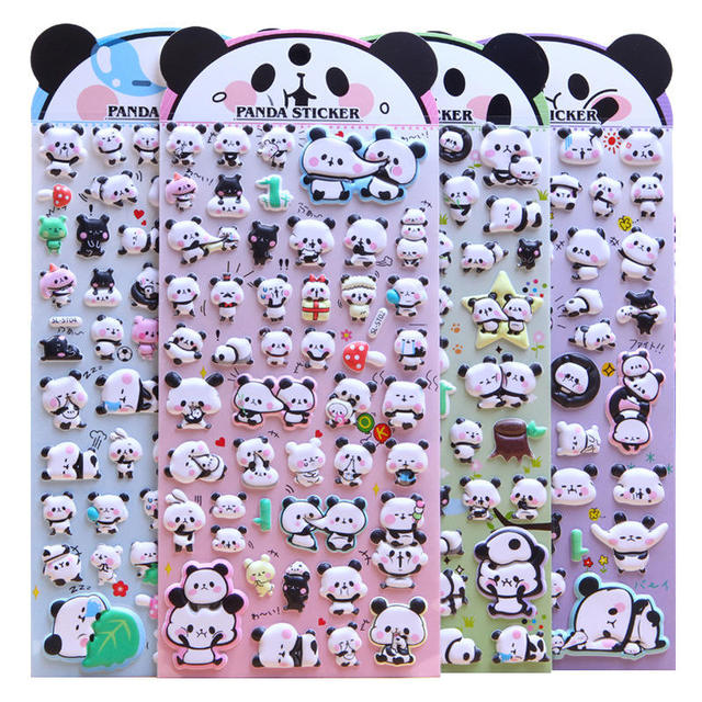 3D Cartoon Animal Stickers Cute Panda Foam Decorative Stickers Soft Reusable Waterproof Kids Reward Stickers Phone Decorative