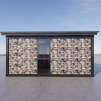 Maison conteneur préfabriquée modulaire en acier de 20 pieds avec mur à grain de pierre pour camping, cabane hors réseau, complexe hôtelier