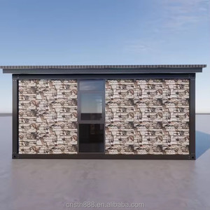Maison conteneur préfabriquée modulaire en acier de 20 pieds avec mur à grain de <span class=keywords><strong>pierre</strong></span> pour camping, cabane hors réseau, complexe hôtelier - Product Image 2