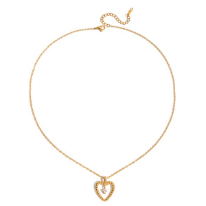 Collar de Acero Inoxidable 18K con Forma de Corazón y Diamante Checo Tallado en Corazón para Mujer, Uso Diario - Product Image 5