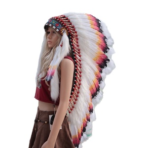 Colorido tocado indio hecho a mano con plumas, varios estilos, elementos tribales, sombrero de jefe salvaje, accesorio para actuaciones en bares y escenarios - Product Image 5