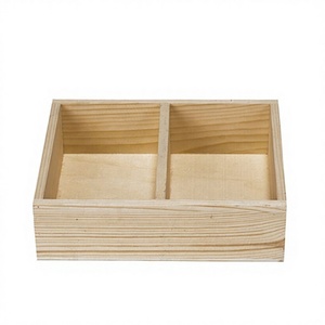 Natural Handmade Wooden Rectangle Carved Underwear <b>Box</b> with 2 Compartments French Country Design Durable Clothing Organizer - Product Image 3