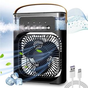 Ventilateur rafraîchisseur d'air évaporatif <span class=keywords><strong>portable</strong></span> 2-en-1 rechargeable par USB pour petits appareils électroménagers - Product Image 1