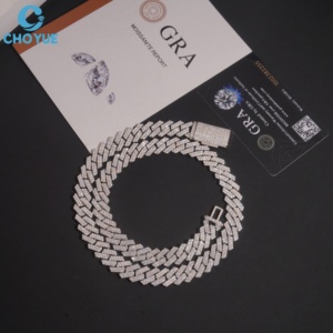 Collar de Plata de Ley 925 con Eslabones Cubanos y Moissanita, Joyería Diaria Unisex, Estilo Hip Hop para Hombre - Product Image 2