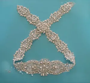 (30 개) 웨딩 드레스 벨트 WDD0316 에 대한 모조 다이아몬드 아플리케에 도매 수제 페르시 봉제 신부 새시 철