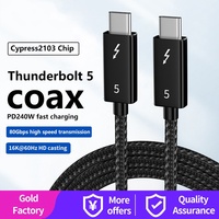 0.5M 1M 2M PD 240W Thunder-bolt 5 kabel 120Gbps sinkronisasi Data pengisian daya Cepat 16K 60Hz USB5 Tipe C kabel untuk MacBook iPad Docking SSD