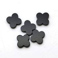 100 pierres précieuses en agate noire naturelle de 5 mm à 16 mm, 2 mm d'épaisseur, trèfle à quatre feuilles, onyx, pierres précieuses en vrac
