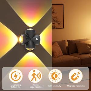 Lámparas de Pared LED, Lámpara de Pared Recargable de 4 Cabezas con Sensor de Movimiento, Luces Nocturnas Inalámbricas para Decoración de Sala de Estar y Pasillo - Product Image 3