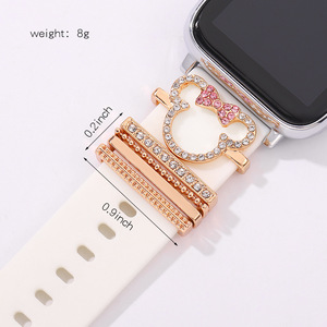Per <span class=keywords><strong>Apple</strong></span> <span class=keywords><strong>Watch</strong></span> <span class=keywords><strong>44</strong></span> 40mm cinturino in lega di diamanti ciondolo Charms anello accessori 5 pz/set CSS029 - Product Image 2