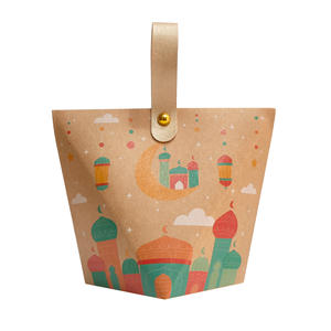 MorSun büyük kraft el işi kağıdı ramazan Favor hediye kutuları ile PU deri kolu - Product Image 6