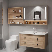 Kustom Modern sederhana desain Hotel grosir mewah gratis berdiri kamar mandi Vanity dengan kabinet kamar mandi kabinet obat