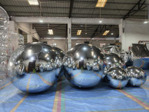 Sfera a specchio galleggiante appesa in PVC grande evento personalizzata sigillata in argento grande palla lucida - Product Image 6