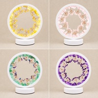 Lampe d'arbre en gravier de cristal naturel en gros, LED USB à trois couleurs réglables, lumière de guérison Reiki, pierre brute, décoration intérieure