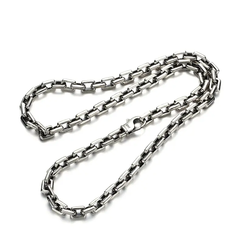 Dây Chuyền Nam Bạc Sterling 925 Dây Chuyền Đeo Chéo Nặng Cổ Điển Bằng Bạc Dây Chuyền Nam Hiphop