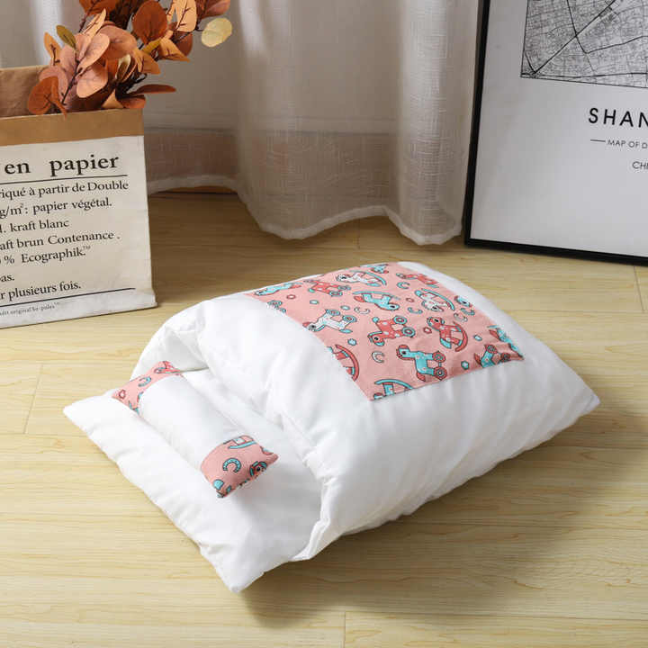 Rectangle Cute Cat bed Soft Removable calming dog bed Warming Cat cave bed Bag cozy pet Cushion with Pillow