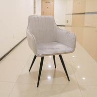 Pieds en métal élégant et doux fauteuil nordique salon Restaurant fauteuil pivotant tissu velours chaise de salle à manger moderne