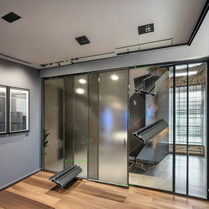 Sistema di porte scorrevoli in Alluminio stile italiano con struttura sottile in vetro con taglio CNC Hanger Rail Profilo in Alluminio - Product Image 1