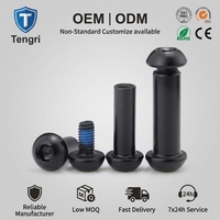 Vis Chicago mâle-femelle à tête bouton hexagonale en nylon noir, en acier inoxydable et aluminium de 6 mm