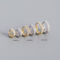 2022 mode anting perhiasan 925 perak murni anting Huggie 18K berlapis emas berlian kecil tebal anting Hoop untuk wanita
